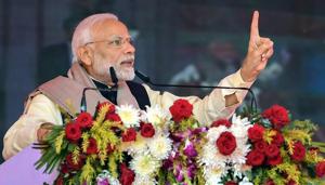 Narendra Modi said the NDA government is trying to boost the armed forces and equip them with modern weapons even as “the other party is trying to weaken it”.(PTI) Narendra Modi said the NDA government is trying to boost the armed forces and equip them with modern weapons even as “the other party is trying to weaken it”.(PTI)
