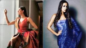 Actresses Malaika Arora and Sushmita Sen in new-age sarees.(Malaika Arora, Sushmita Sen/Instagram) Actresses Malaika Arora and Sushmita Sen in new-age sarees.(Malaika Arora, Sushmita Sen/Instagram)