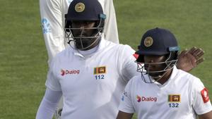 Sri Lanka's Angelo Mathews, left, and Kusal Mendis leave the field at the close of play on day four of the first cricket test between New Zealand and Sri Lanka in Wellington.(AP) Sri Lanka's Angelo Mathews, left, and Kusal Mendis leave the field at the close of play on day four of the first cricket test between New Zealand and Sri Lanka in Wellington.(AP)