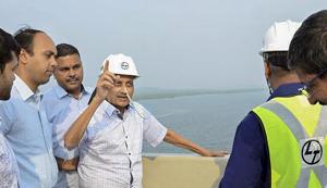 Panaji: Goa Chief Minister Manohar Parrikar inspects the work of an under-construction bridge on Mandovi River, in Panaji, Sunday, Dec.16, 2018. (PTI Photo)(PTI12_16_2018_000136A)(PTI) Panaji: Goa Chief Minister Manohar Parrikar inspects the work of an under-construction bridge on Mandovi River, in Panaji, Sunday, Dec.16, 2018. (PTI Photo)(PTI12_16_2018_000136A)(PTI)