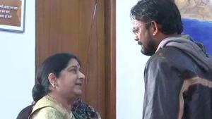 Hamid Ansari, who was released by Pakistan on Tuesday, met external affairs minister Sushma Swaraj on December 19.(ANI Photo/ Twitter) Hamid Ansari, who was released by Pakistan on Tuesday, met external affairs minister Sushma Swaraj on December 19.(ANI Photo/ Twitter)