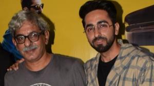 Ayushmann Khurrana and director Sriram Raghavan at the special screening of Andhadhun in Mumbai.(IANS) Ayushmann Khurrana and director Sriram Raghavan at the special screening of Andhadhun in Mumbai.(IANS)