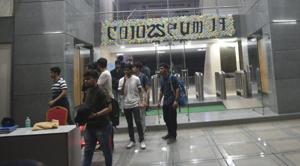The Brihanmumbai Municipal Corporation (BMC) said the stampede occurred during a concert by rapper Divine, who was performing at Mithibai College’s annual Bachelor of Management Studies (BMS) festival – Colosseum – at Jashoda Rang Mandir (JRM) Ground.(Satyabrata Tripathy/HT) The Brihanmumbai Municipal Corporation (BMC) said the stampede occurred during a concert by rapper Divine, who was performing at Mithibai College’s annual Bachelor of Management Studies (BMS) festival – Colosseum – at Jashoda Rang Mandir (JRM) Ground.(Satyabrata Tripathy/HT)