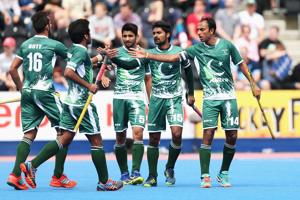 File image of players of Pakistan hockey team celebrating a goal during a match.(Getty Images) File image of players of Pakistan hockey team celebrating a goal during a match.(Getty Images)