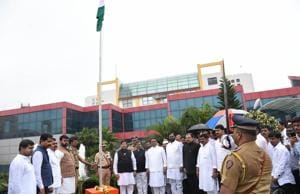 Guardian Minister Girish Bapat iduring the inauguration ceremony of the Pimpri-Chinchwad police commissionerate in August this year.(HT/PHOTO) Guardian Minister Girish Bapat iduring the inauguration ceremony of the Pimpri-Chinchwad police commissionerate in August this year.(HT/PHOTO)