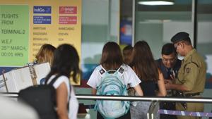 The 22-year-old Afghan man was caught on Monday as he arrived at the Indira Gandhi International airport to board a flight to Dubai. Following a tip-off, DRI officials intercepted him inside Terminal 3.(Raj K Raj/HT File) The 22-year-old Afghan man was caught on Monday as he arrived at the Indira Gandhi International airport to board a flight to Dubai. Following a tip-off, DRI officials intercepted him inside Terminal 3.(Raj K Raj/HT File)