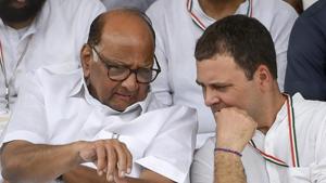 Congress president Rahul Gandhi and NCP chief Sharad Pawar will jointly address rally in Maharashtra for the first time.(PTI) Congress president Rahul Gandhi and NCP chief Sharad Pawar will jointly address rally in Maharashtra for the first time.(PTI)