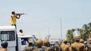 SCreengrab of video shared on Twitter of the Thoothukudi violence SCreengrab of video shared on Twitter of the Thoothukudi violence
