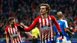 Atletico Madrid's Antoine Griezmann celebrates scoring their first goal.(REUTERS) Atletico Madrid's Antoine Griezmann celebrates scoring their first goal.(REUTERS)