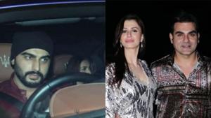 Malaika, Arjun, Arbaaz Khan and girlfriend Giorgia were spotted at Ritesh Sidhwani’s Christmas bash.(Viral Bhayani) Malaika, Arjun, Arbaaz Khan and girlfriend Giorgia were spotted at Ritesh Sidhwani’s Christmas bash.(Viral Bhayani)