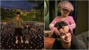 Shah Rukh Khan with his son AbRam and Ishaan Khatter with Misha.(Instagram) Shah Rukh Khan with his son AbRam and Ishaan Khatter with Misha.(Instagram)