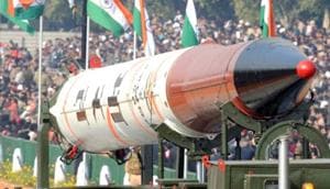In this file photo,the Agni-IV missile is displayed at the Republic Day parade in New Delhi.(HT File Photo) In this file photo,the Agni-IV missile is displayed at the Republic Day parade in New Delhi.(HT File Photo)