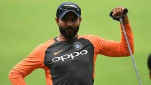 File image of India cricketer Ravindra Jadeja in action during a training session.(AFP) File image of India cricketer Ravindra Jadeja in action during a training session.(AFP)