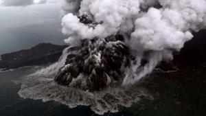 An aerial view of Anak Krakatau volcano during an eruption at Sunda strait in South Lampung, Indonesia.(REUTERS) An aerial view of Anak Krakatau volcano during an eruption at Sunda strait in South Lampung, Indonesia.(REUTERS)