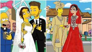 Priyanka Chopra and Nick Jonas in Simpsons’ universe.(Instagram) Priyanka Chopra and Nick Jonas in Simpsons’ universe.(Instagram)