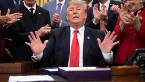 President Donald Trump asked a 7-year-old boy if he still believed in Santa Claus while taking calls from children on Christmas Eve.(AFP Photo) President Donald Trump asked a 7-year-old boy if he still believed in Santa Claus while taking calls from children on Christmas Eve.(AFP Photo)