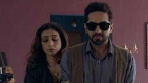 Ayushmann Khurrana and Tabu in a still from AndhaDhun. Ayushmann Khurrana and Tabu in a still from AndhaDhun.