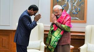 TRS chief and Telangana Chief Minister K Chandrashekar Rao met Prime Minister Narendra Modi on Wednesday in New Delhi(ANI) TRS chief and Telangana Chief Minister K Chandrashekar Rao met Prime Minister Narendra Modi on Wednesday in New Delhi(ANI)