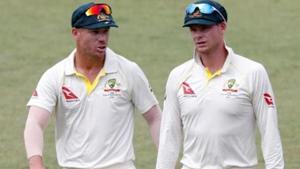 Australia's David Warner and Steve Smith leave the pitch after beating South Africa.(Reuters) Australia's David Warner and Steve Smith leave the pitch after beating South Africa.(Reuters)