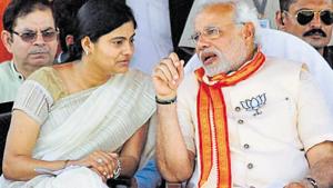 BJP's PM candidate Narendra Modi and Apna Dal Chief Anupriya Patel at an election campaign rally in Varanasi.(PTI Photo) BJP's PM candidate Narendra Modi and Apna Dal Chief Anupriya Patel at an election campaign rally in Varanasi.(PTI Photo)