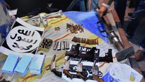 A video garb shows several weapons and a cache of ammunition which were recovered by the National Investigation Agency (NIA) during its raids at 17 locations in connection with its probe into a new Islamic State-inspired module in New Delhi on December 26.(Sanjeev Verma/HT PHOTO) A video garb shows several weapons and a cache of ammunition which were recovered by the National Investigation Agency (NIA) during its raids at 17 locations in connection with its probe into a new Islamic State-inspired module in New Delhi on December 26.(Sanjeev Verma/HT PHOTO)
