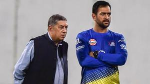 MS Dhoni along with vice chairman and managing director of India Cements — N Srinivasan(Twitter) MS Dhoni along with vice chairman and managing director of India Cements — N Srinivasan(Twitter)