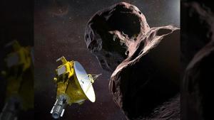 Artist’s illustration obtained from NASA shows the New Horizons spacecraft encountering 2014 MU69 – nicknamed ‘Ultima Thule’ – a Kuiper Belt object that orbits one billion miles beyond Pluto.(AFP) Artist’s illustration obtained from NASA shows the New Horizons spacecraft encountering 2014 MU69 – nicknamed ‘Ultima Thule’ – a Kuiper Belt object that orbits one billion miles beyond Pluto.(AFP)
