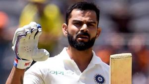 India's batsman Virat Kohli celebrates scoring his century.(AFP) India's batsman Virat Kohli celebrates scoring his century.(AFP)