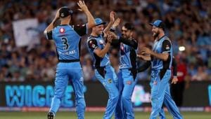 Rashid Khan of the Strikers celebrates the wicket of Cameron White of the Renegades during the Adelaide Strikers v Melbourne Renegades Big Bash League Match at Adelaide Oval on December 23, 2018 in Adelaide, Australia.(Getty Images) Rashid Khan of the Strikers celebrates the wicket of Cameron White of the Renegades during the Adelaide Strikers v Melbourne Renegades Big Bash League Match at Adelaide Oval on December 23, 2018 in Adelaide, Australia.(Getty Images)