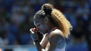 Serena Williams of the United States reacts to a missed point during her match against Maria Sakkari of Greece at the Hopman Cup in Perth.(AP) Serena Williams of the United States reacts to a missed point during her match against Maria Sakkari of Greece at the Hopman Cup in Perth.(AP)