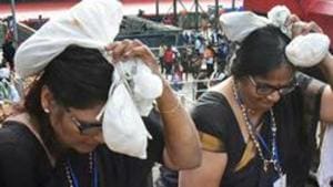 A group of elderly women at Sabarimala temple, at Sabarimala on November 06, 2018.(PTI File Photo) A group of elderly women at Sabarimala temple, at Sabarimala on November 06, 2018.(PTI File Photo)