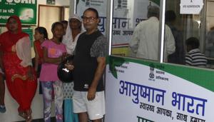 Ayushman Bharat, billed as world’s biggest public health scheme, provides annual health cover of Rs 5 lakh per family to 107.4 million poor and vulnerable families.(Yogendra Kumar/HT File Photo) Ayushman Bharat, billed as world’s biggest public health scheme, provides annual health cover of Rs 5 lakh per family to 107.4 million poor and vulnerable families.(Yogendra Kumar/HT File Photo)