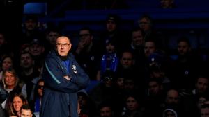Chelsea manager Maurizio Sarri looks on.(REUTERS) Chelsea manager Maurizio Sarri looks on.(REUTERS)