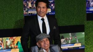 File image - Sachin Tendulkar with Ramakant Achrekar during the premiere of his biopic 'Sachin: A Billion Dreams' in Mumbai, India, on Wednesday, May 24, 2017.(Hindustan Times) File image - Sachin Tendulkar with Ramakant Achrekar during the premiere of his biopic 'Sachin: A Billion Dreams' in Mumbai, India, on Wednesday, May 24, 2017.(Hindustan Times)