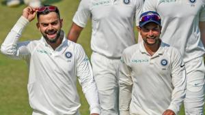 File picture of Kuldeep Yadav and Virat Kohli(PTI) File picture of Kuldeep Yadav and Virat Kohli(PTI)