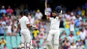 India vs Australia: Cheteshwar Pujara celebrates scoring his century on day one of the fourth test match between Australia and India at the SCG in Sydney, Australia, January 3, 2019(REUTERS) India vs Australia: Cheteshwar Pujara celebrates scoring his century on day one of the fourth test match between Australia and India at the SCG in Sydney, Australia, January 3, 2019(REUTERS)