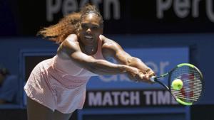 Serena Williams returns the ball during her match against Britain's Katie Boulter.(AP) Serena Williams returns the ball during her match against Britain's Katie Boulter.(AP)