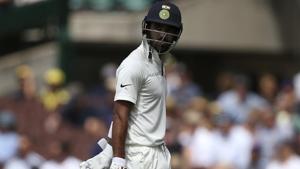 KL Rahul walks off after he was caught in the slips for 9 runs against Australia.(AP) KL Rahul walks off after he was caught in the slips for 9 runs against Australia.(AP)