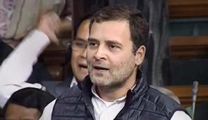 Congress President Rahul Gandhi speaks in the Lok Sabha during the discussion on Rafale issue at Parliament in New Delhi, Wednesday(PTI) Congress President Rahul Gandhi speaks in the Lok Sabha during the discussion on Rafale issue at Parliament in New Delhi, Wednesday(PTI)