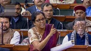 Defence minister Nirmala Sitharaman speaks during the discussion on issues relating to Rafale deal, in the Lok Sabha in New Delhi.(PTI Photo) Defence minister Nirmala Sitharaman speaks during the discussion on issues relating to Rafale deal, in the Lok Sabha in New Delhi.(PTI Photo)