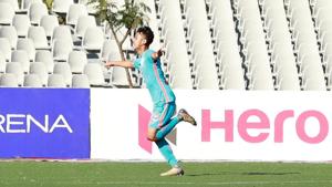 Rohit Danu celebrates after scoring.(AIFF Image) Rohit Danu celebrates after scoring.(AIFF Image)