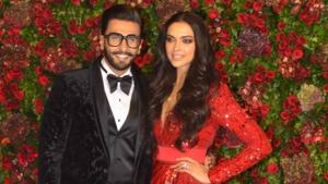 Actors Ranveer Singh and Deepika Padukone at their wedding reception in Mumbai.(IANS) Actors Ranveer Singh and Deepika Padukone at their wedding reception in Mumbai.(IANS)