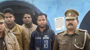 Bulandshahr: Bajrang Dal activist Yogesh Raj, who was under arrested in connection with the murder of inspector Subodh Kumar Singh, in police custody in Bulandshahr(PTI) Bulandshahr: Bajrang Dal activist Yogesh Raj, who was under arrested in connection with the murder of inspector Subodh Kumar Singh, in police custody in Bulandshahr(PTI)