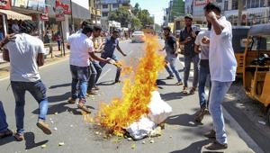 A bomb blast was reported from Perambra in Kozhikode district, while a CPI (M) worker’s house was attacked.(PTI) A bomb blast was reported from Perambra in Kozhikode district, while a CPI (M) worker’s house was attacked.(PTI)