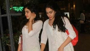 Sara Ali Khan and Janhvi Kapoor twinning in white. Sara Ali Khan and Janhvi Kapoor twinning in white.