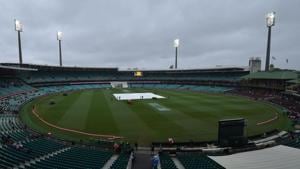 A general view of the Sydney Cricket Ground after rain delayed play on the fourth day.(AFP) A general view of the Sydney Cricket Ground after rain delayed play on the fourth day.(AFP)