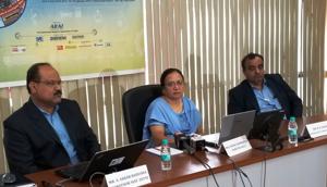 (Left to right) AR Sihag, secretary, department of heavy industry, Rashmi Urdhwareshe, director, ARAI and M RSaraf during a press conference on Tuesday at ARAI.(HT/PHOTO) (Left to right) AR Sihag, secretary, department of heavy industry, Rashmi Urdhwareshe, director, ARAI and M RSaraf during a press conference on Tuesday at ARAI.(HT/PHOTO)