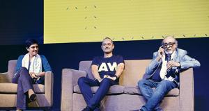 (From left) Sapna Behar, Tarek Atrissi and K.V. Sridhar speakers at the12th Pune Design Festival, last year.(HT/PHOTO)