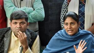 Apna Dal (S) leader Anupriya Patel with party President Ashish Patel addresses a press conference, in Lucknow, Monday, Jan 7, 2019.(PTI) Apna Dal (S) leader Anupriya Patel with party President Ashish Patel addresses a press conference, in Lucknow, Monday, Jan 7, 2019.(PTI)