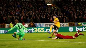 Wolverhampton Wanderers' Raul Jimenez scores against Liverpool.(REUTERS) Wolverhampton Wanderers' Raul Jimenez scores against Liverpool.(REUTERS)